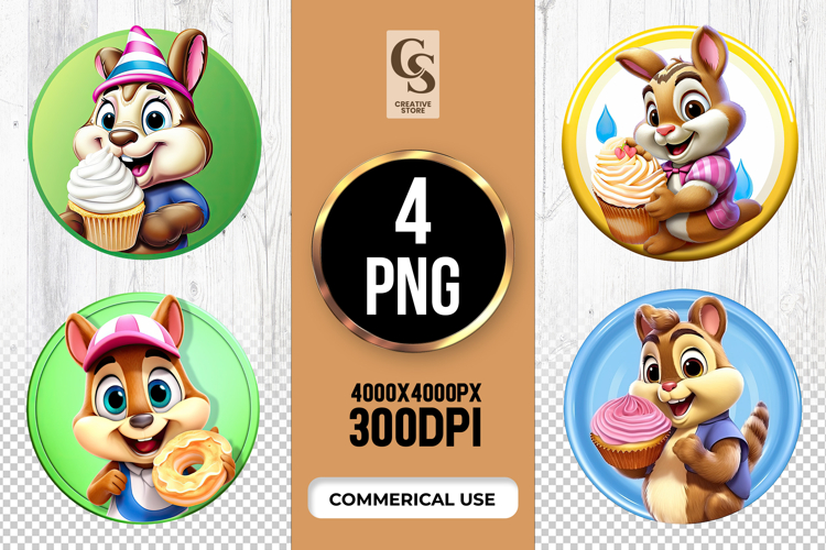 Cupcake Chipmunk Clipart Sublimation PNG