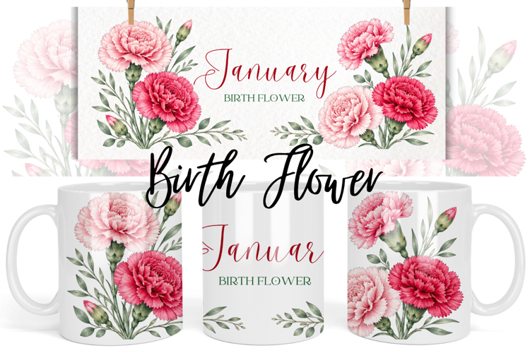 Birth Flower Mug PNG Month Floral Designs