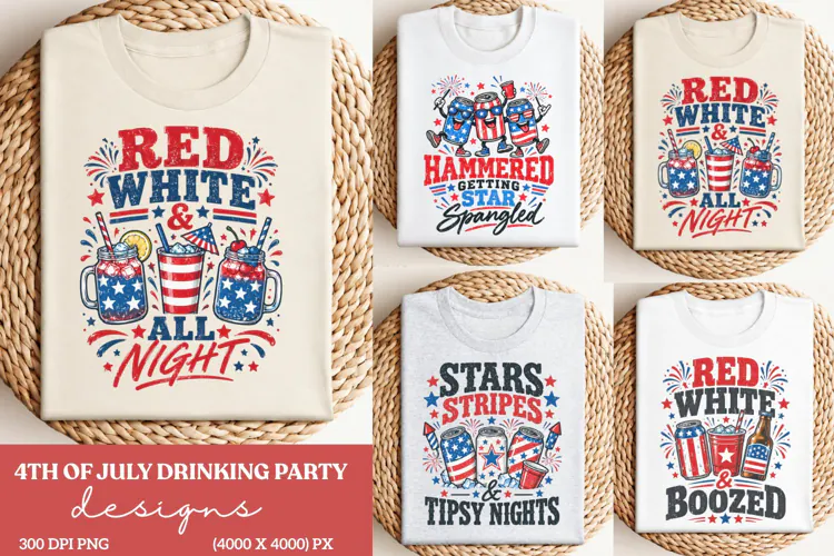 Red White and Boozed 4th of July PNG, Patriotic Drinking Par