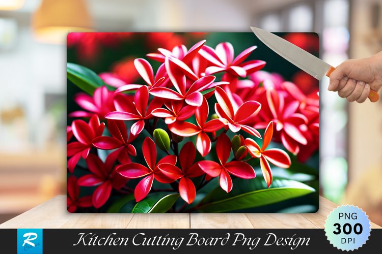 Chinese Ixora Plant Cutting Board Sublimation Design example image 1
