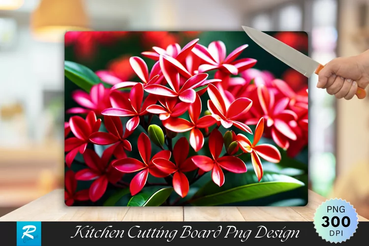 Chinese Ixora Plant Cutting Board Sublimation Design