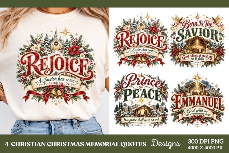 4 Christian Christmas PNG Designs, 4 Nativity Scripture PNG example image 1