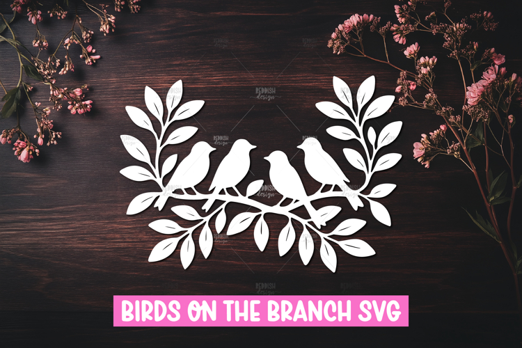 Birds on branch SVG cut file