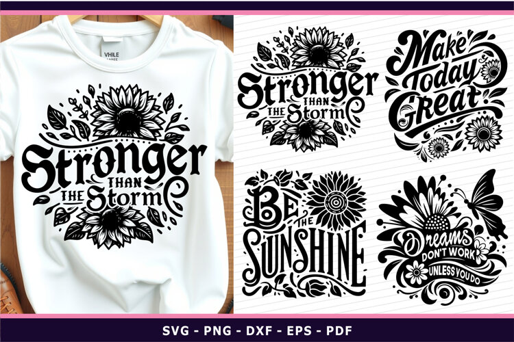 Motivational Quotes SVG, Inspirational SVG, Boho Flowers SVG example image 1