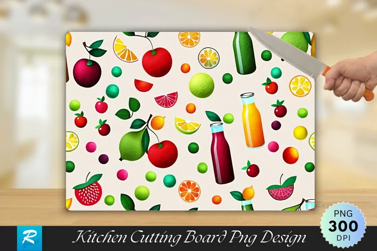 Fruits Juices Cutting Board Sublimation Design