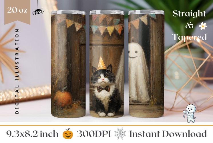 Vintage Halloween Tumbler Wrap, Ghost Tumbler Design