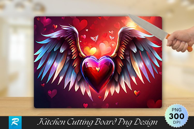 Heart With Wings Cutting Board Sublimation Design example image 1