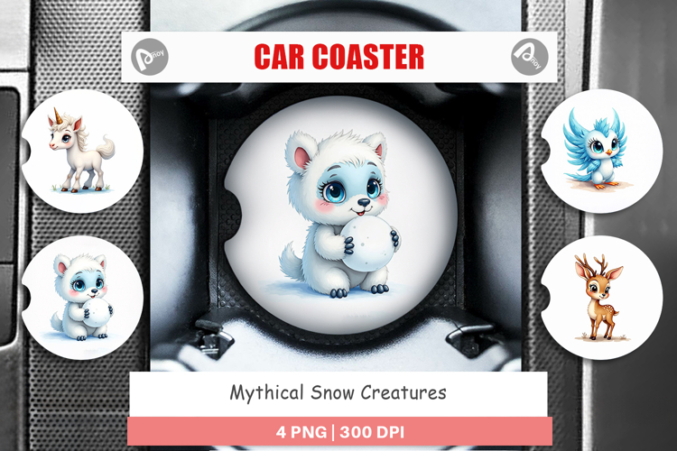 Mythical Snow Creatures Car Coaster