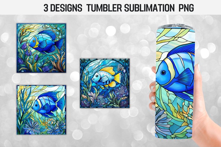 Blue Tang fish Skinny Tumbler Sublimation Designs