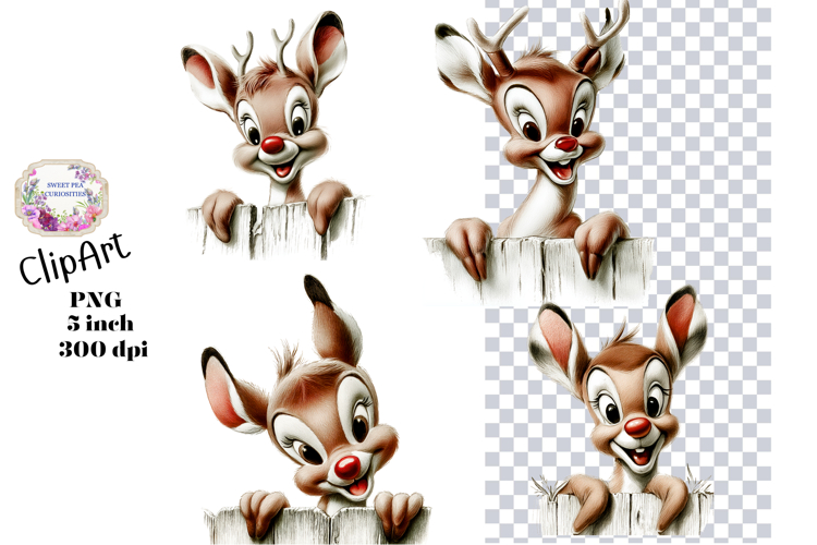 Christmas, Reindeer, Ephemera, PNG, Clipart, Junk Journal