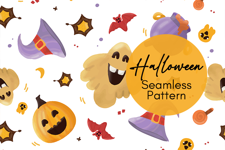 Cute Halloween Seamless Pattern PNG