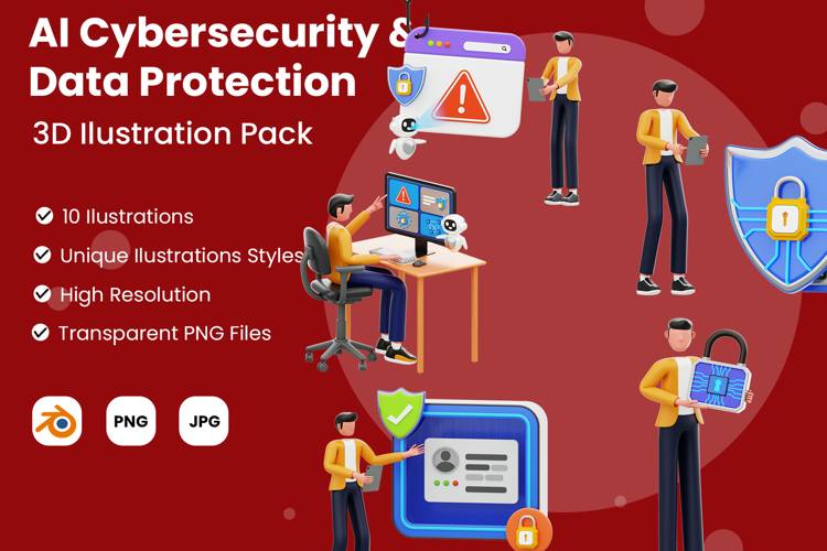 Cybersecurity & Data Protection 3D Illustration Pack