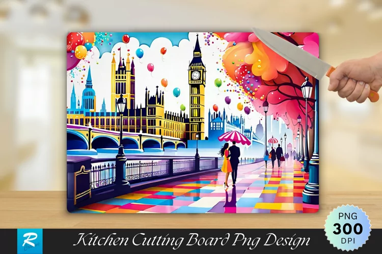London Painting Cutting Board Sublimation Design
