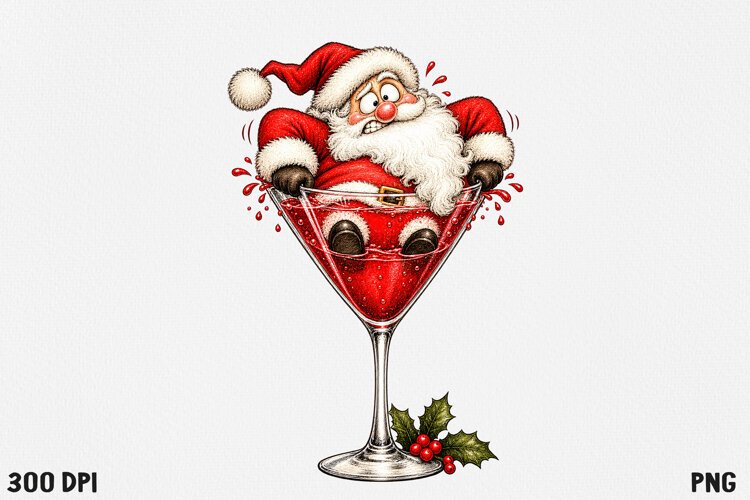 Funny Christmas Cocktail Clipart example image 1
