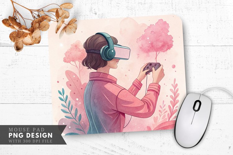 Gaming in VR with Style Mouse Pad PNG Design example image 1