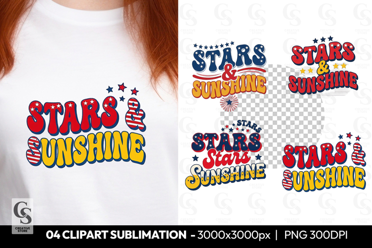 Stars   Sunshine Patriotic Retro Sublimation PNG
