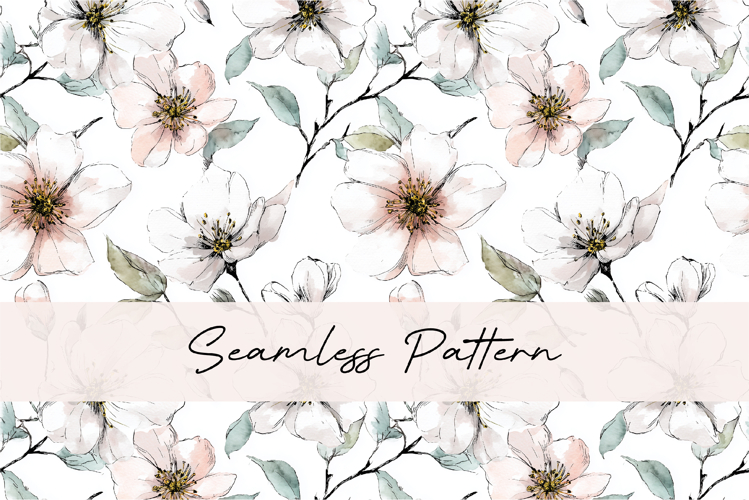 Soft Magnolia Blossom Seamless Pattern