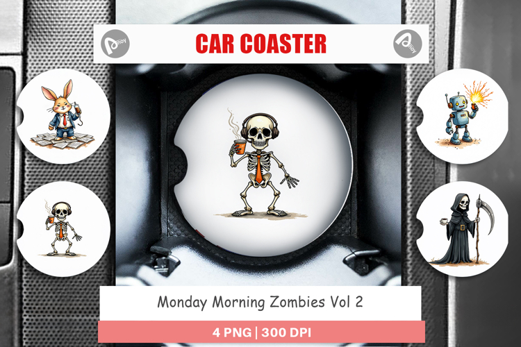Monday Morning Zombies Car Coaster
