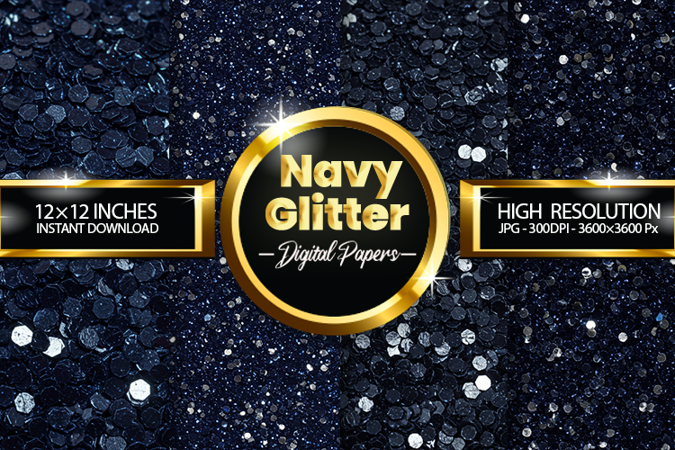Navy Glitter Digital Papers - 04 Variations