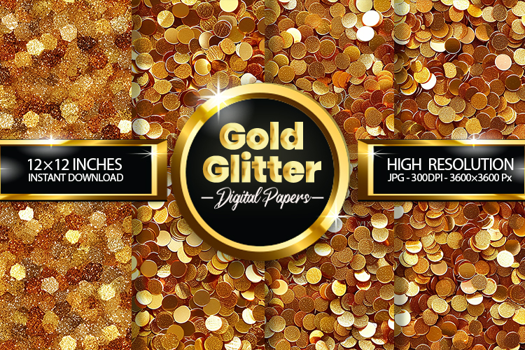 Gold Glitter Digital Papers - 04 Variations