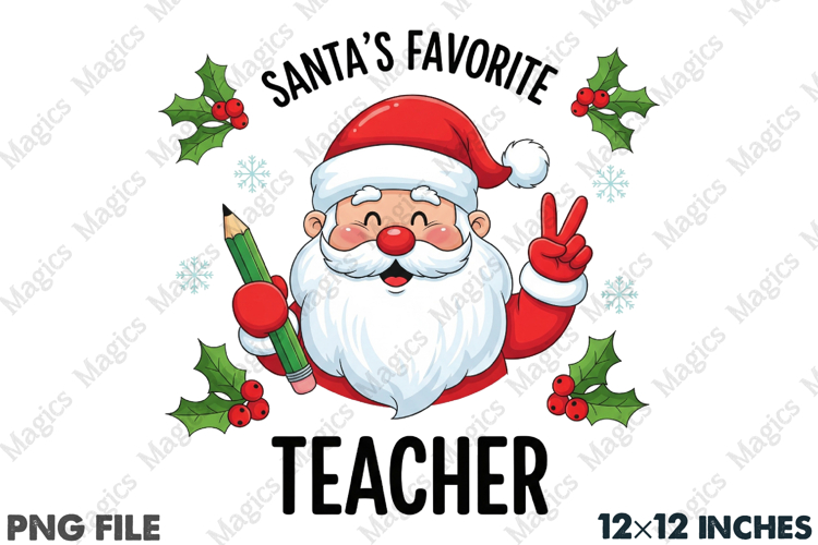 Vintage Christmas PNG Santa Teacher PNG