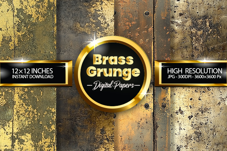 Brass Grunge Digital Papers - 04 Variations