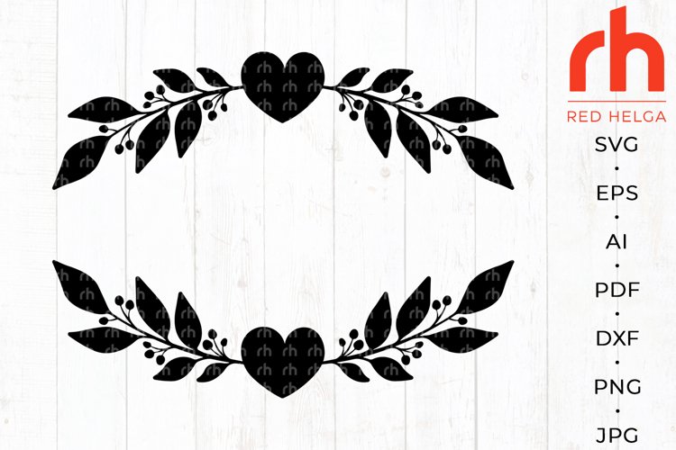 Heart wreath svg - Heart border svg - Heart branch svg (1440815) | Cut ...