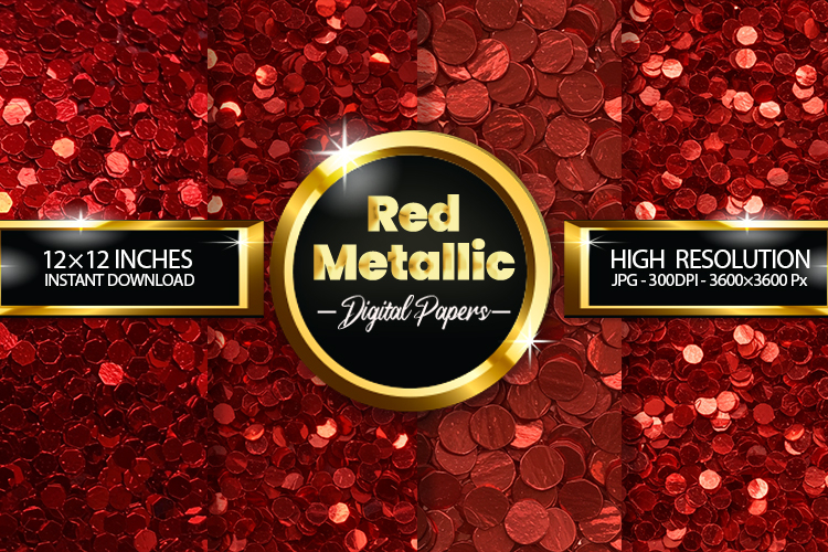 Metallic Red Digital Papers - 04 Variations