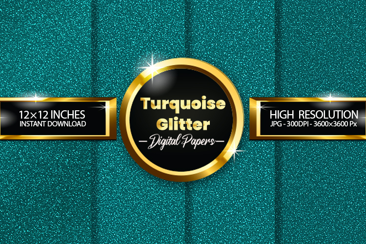 Turquoise Glitter Digital Papers - 04 Variations
