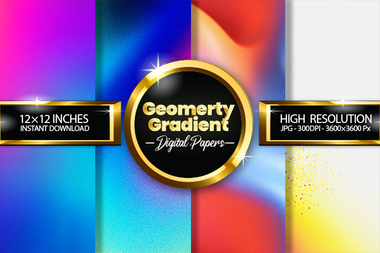 Geomerty Gradient Digital Papers - 04 Variations