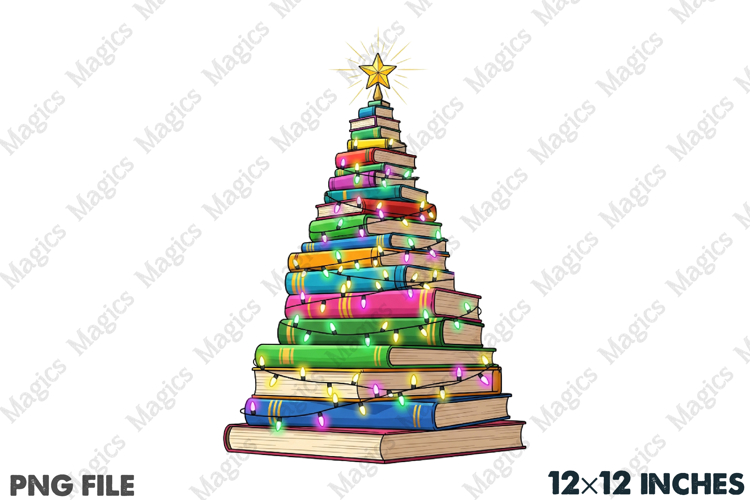 Bookish Christmas Tree PNG Sublimation