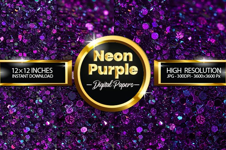 Neon Purple Digital Papers - 04 Variations