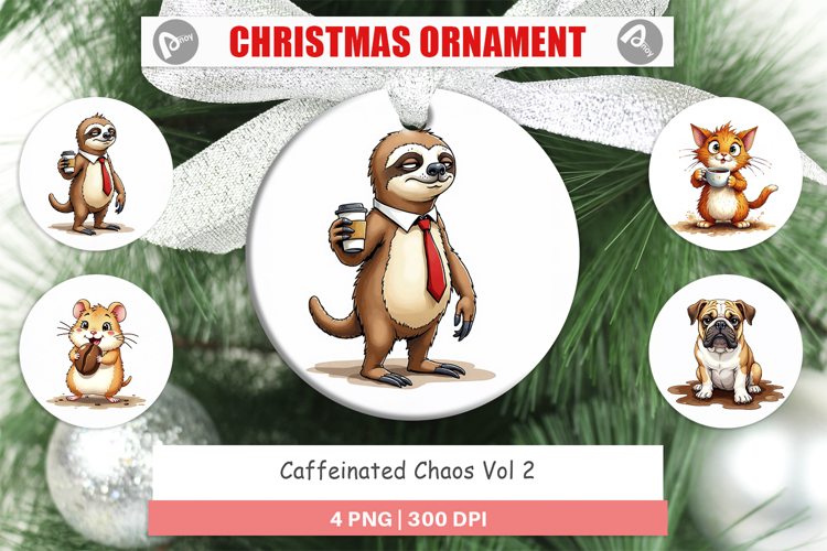 Caffeinated Grumpy Animal Ornament