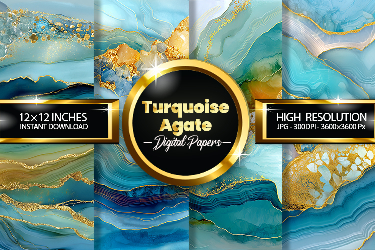 Turquoise Agate Digital Papers - 04 Variations