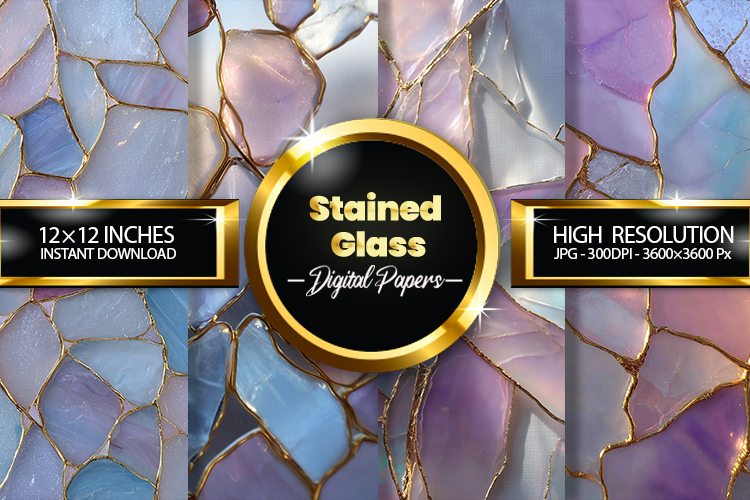 Stained Glass Digital Papers - 04 Variations