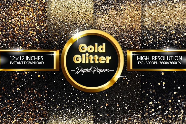 Gold Glitter Digital Papers - 04 Variations