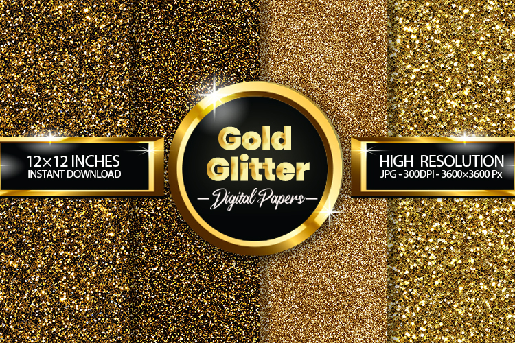 Gold Glitter Digital Papers - 04 Variations