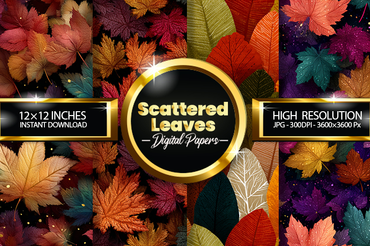 Scattered Leaves Digital Papers - 04 Variations