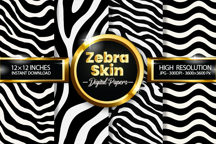 Zebra Skin Digital Papers - 04 Variations