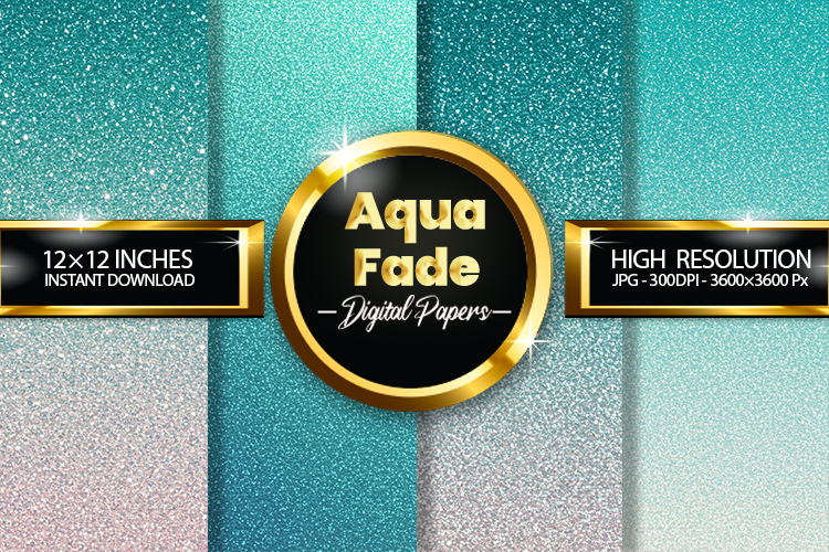 Aqua Fada Glitter Digital Papers - 04 Variations