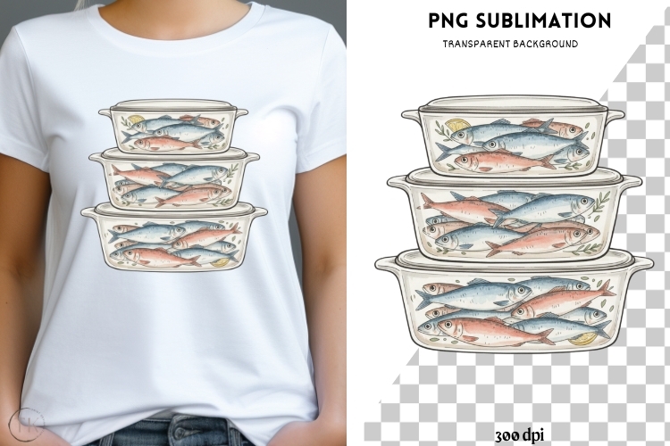 Sardines Storage Container PNG | Coastal Kitchen Fish