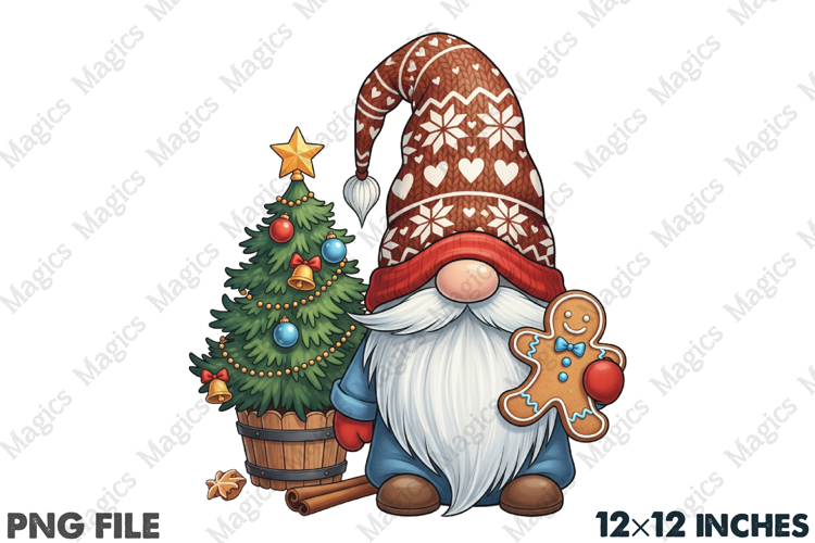 Christmas Gingerbread Gnome PNG