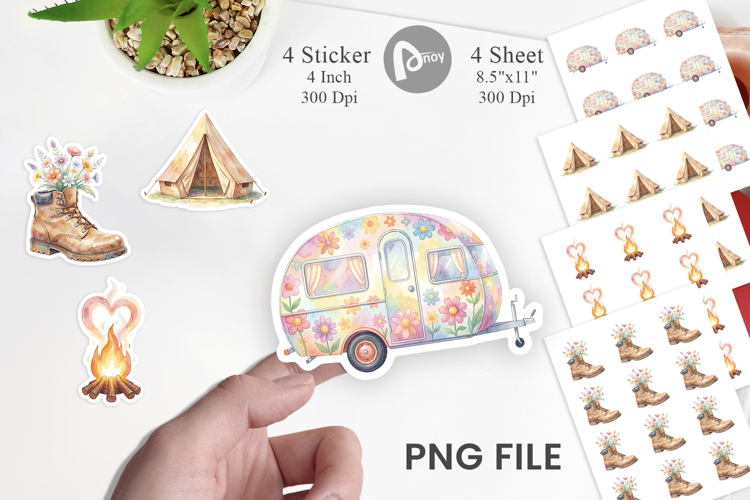 70s Retro Camping Adventure Sticker