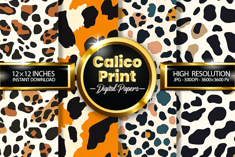 Calico Animal Print Digital Papers - 04 Variations