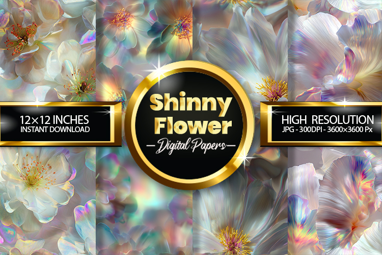 Shinny Flower Digital Papers - 04 Variations