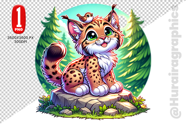 Cute Lynx Clipart - PNG File