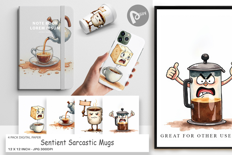 Sentient Sarcastic Mugs Digital Paper