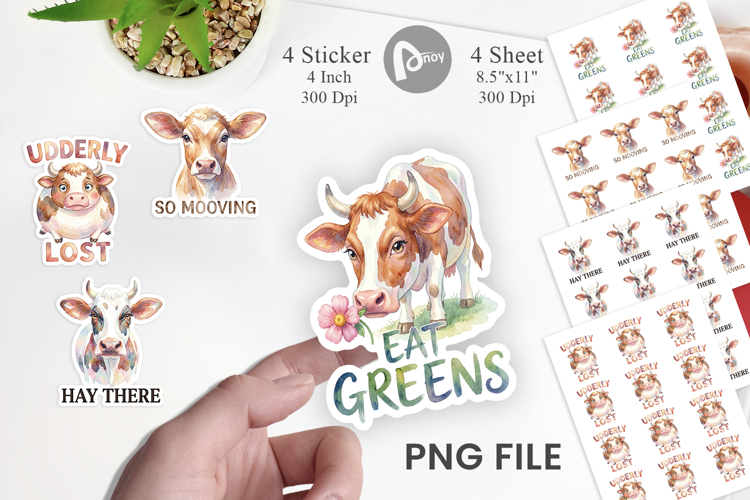 Funny Derpy Cow Quotes Sticker