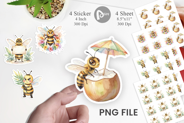 Grumpy Tropical Bee Sticker