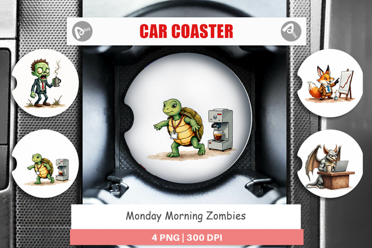 Monday Morning Zombies Car Coaster
